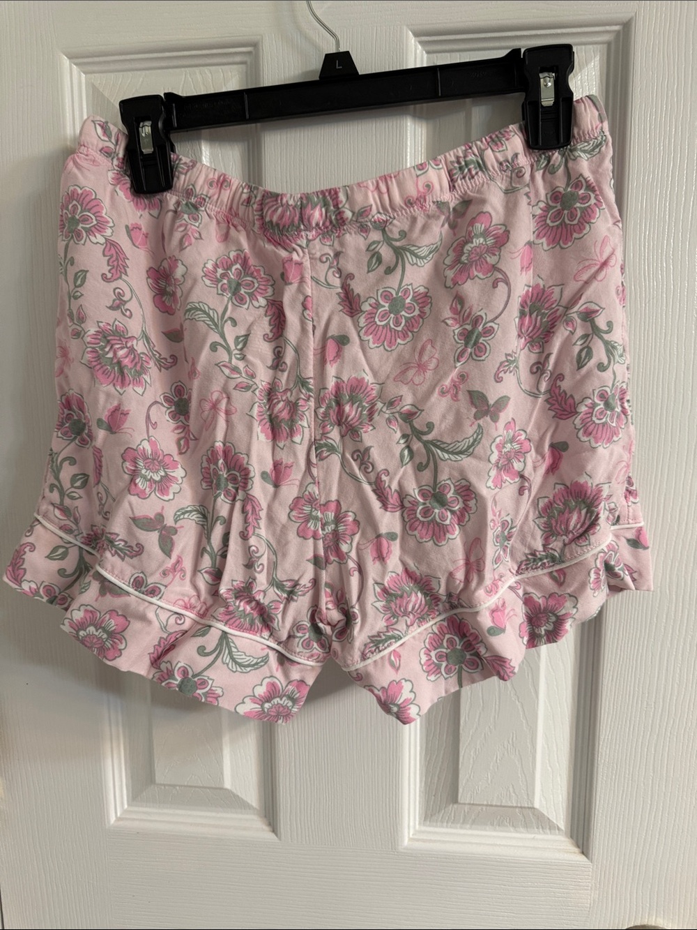 Pink Floral Ruffle Pajama Shorts with Drawstring - Picture 2 of 3